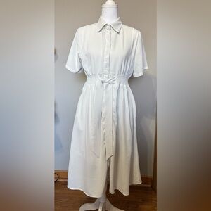 Elegant White Button-Down Dress